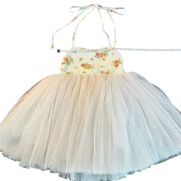 Flofullzique Floral Blush and White Kids Tulle Dress Size 1 - Picture 6 of 9